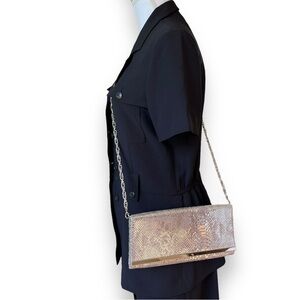 Trending Snakeskin Metallic White House Black Market Crossbody Clutch